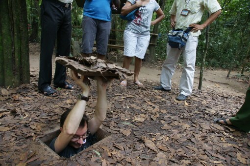 InsideAsia's Simon visiting the Cu Chi Tunnels
