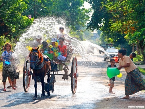 Water-throwing during Thingyan - InsideBurma Tours