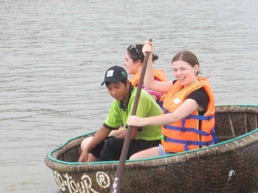 InsideAsia's Ruth trying out her paddling skills