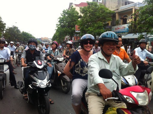 Hopping a ride on the back of a motorbike Hopping a ride on the back of a motorbike