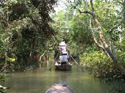 Riding in a sampan Riding in a sampan