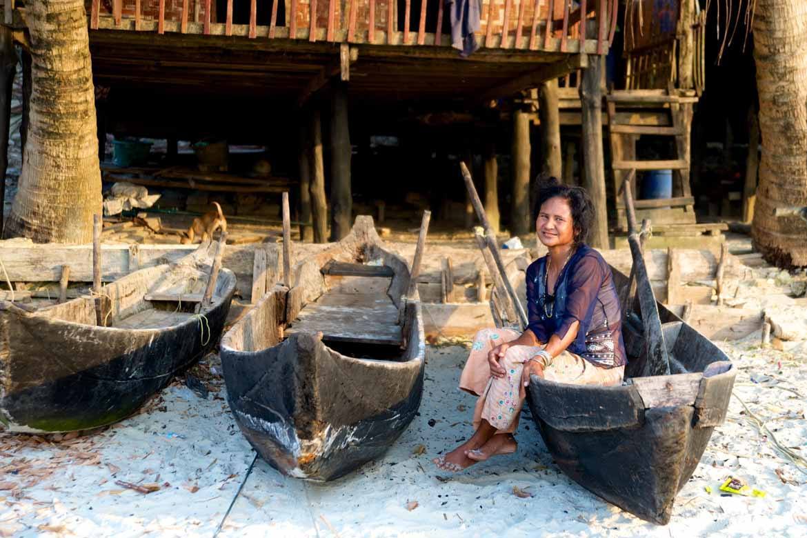 A Moken woman on the beach