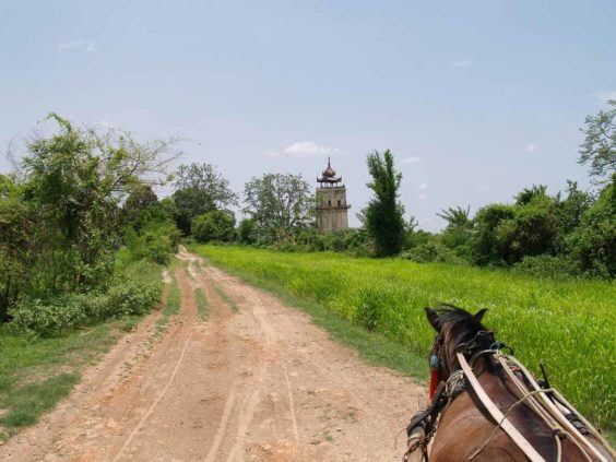 Exploring the ruins of Ava by horse-drawn cart