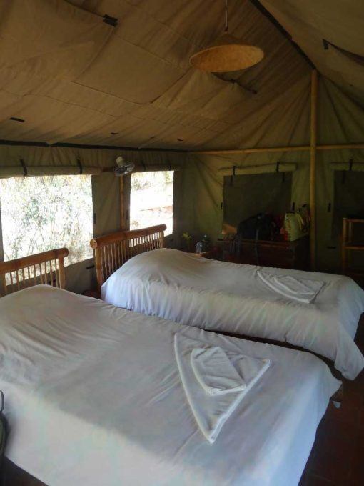Inside the safari tents