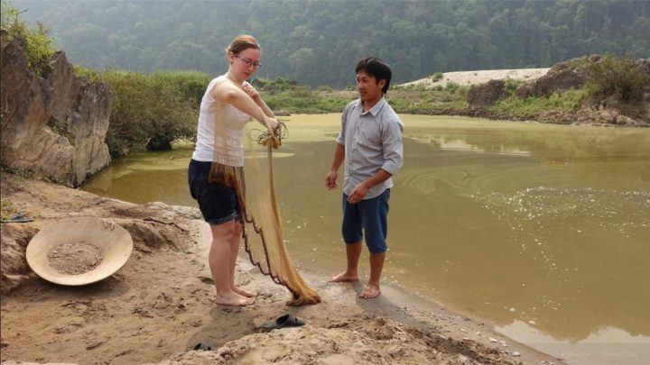 Preparing to throw a local fishing net