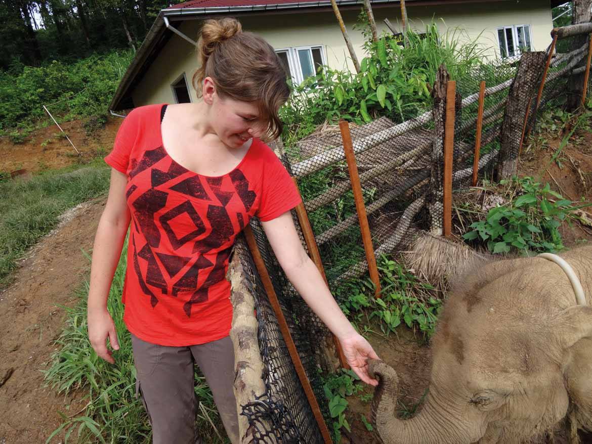 Meeting one of the babies at the centre